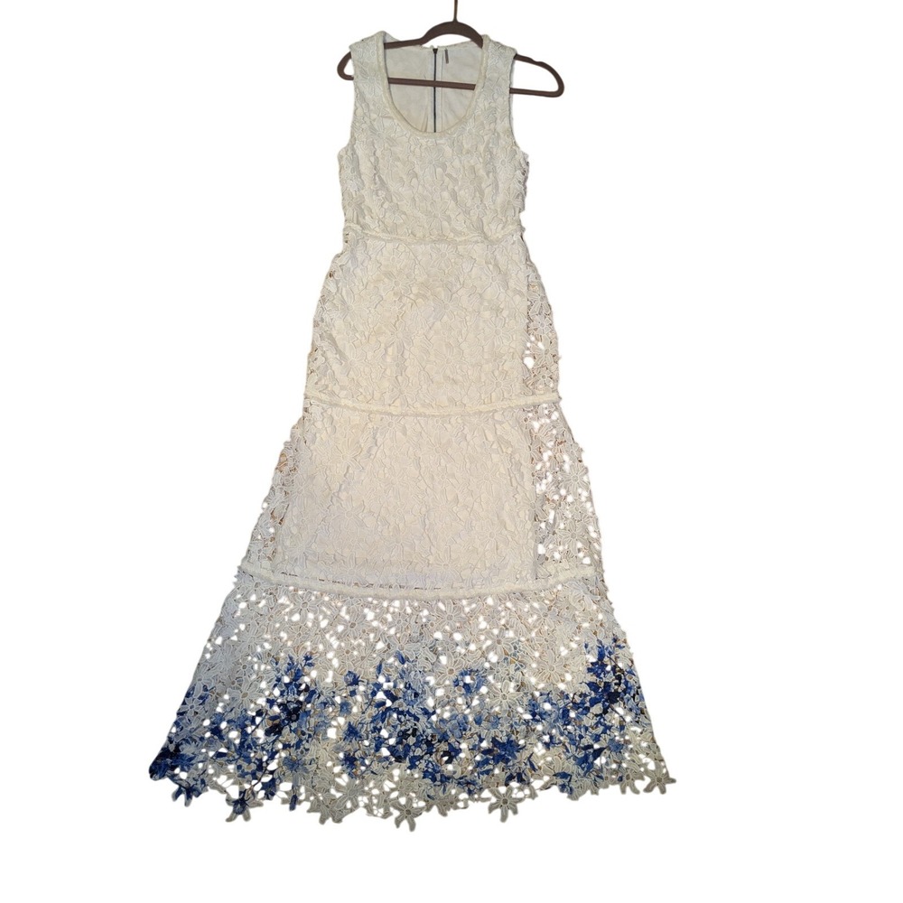 ELIE TAHARI ombre lace Maxi Dress Gown beach bridal resort elevated boho size 8